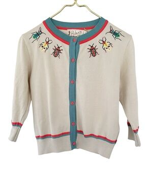 PALAVA • Vera Embroidered Bug Beetle Cotton Cardigan